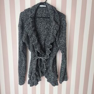 Jon & Anna Charcoal Ruffled Cardigan